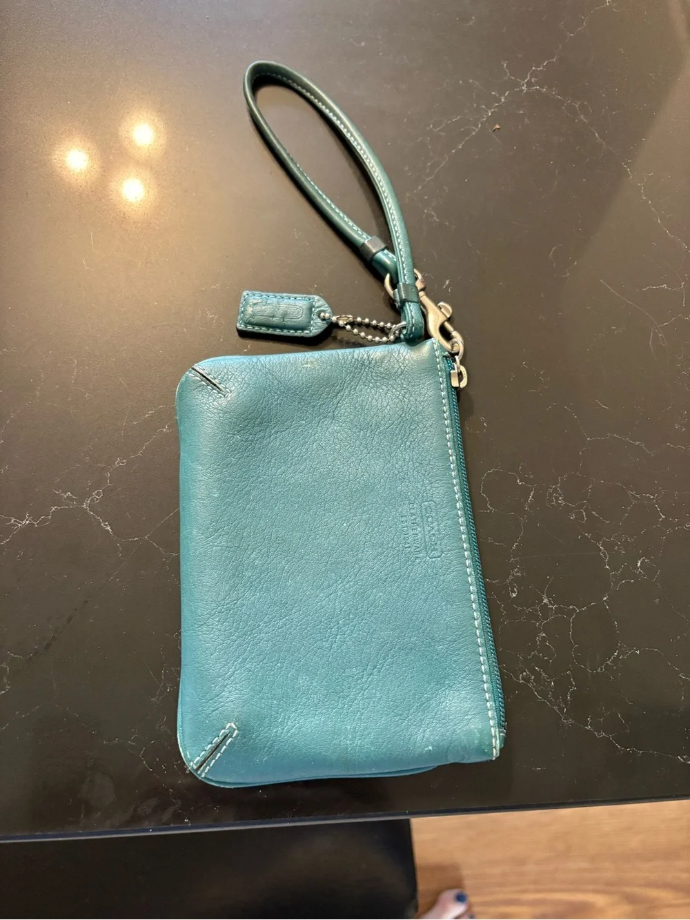 Coach vintage 90s Teal Leather Wristlet Pouch - Women's Small Bag